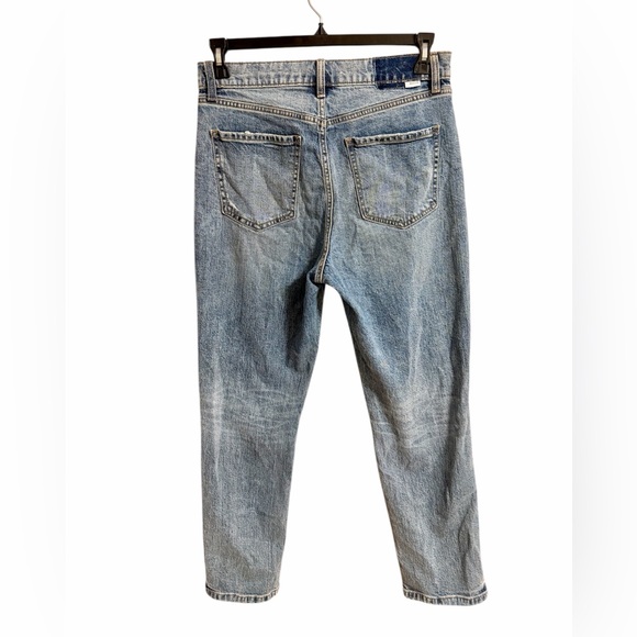 Daze Tough Love High Waisted Distressed Straight Leg Blue Jeans - Picture 3 of 5